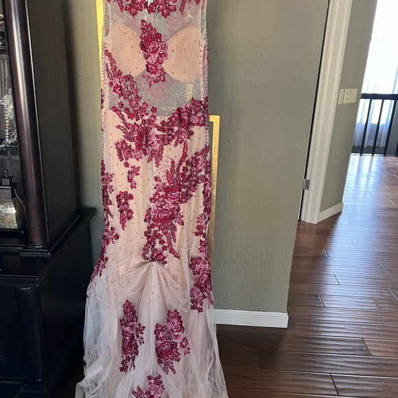 One of a kind red rhinestone prom gown!! - Picture 7 of 9